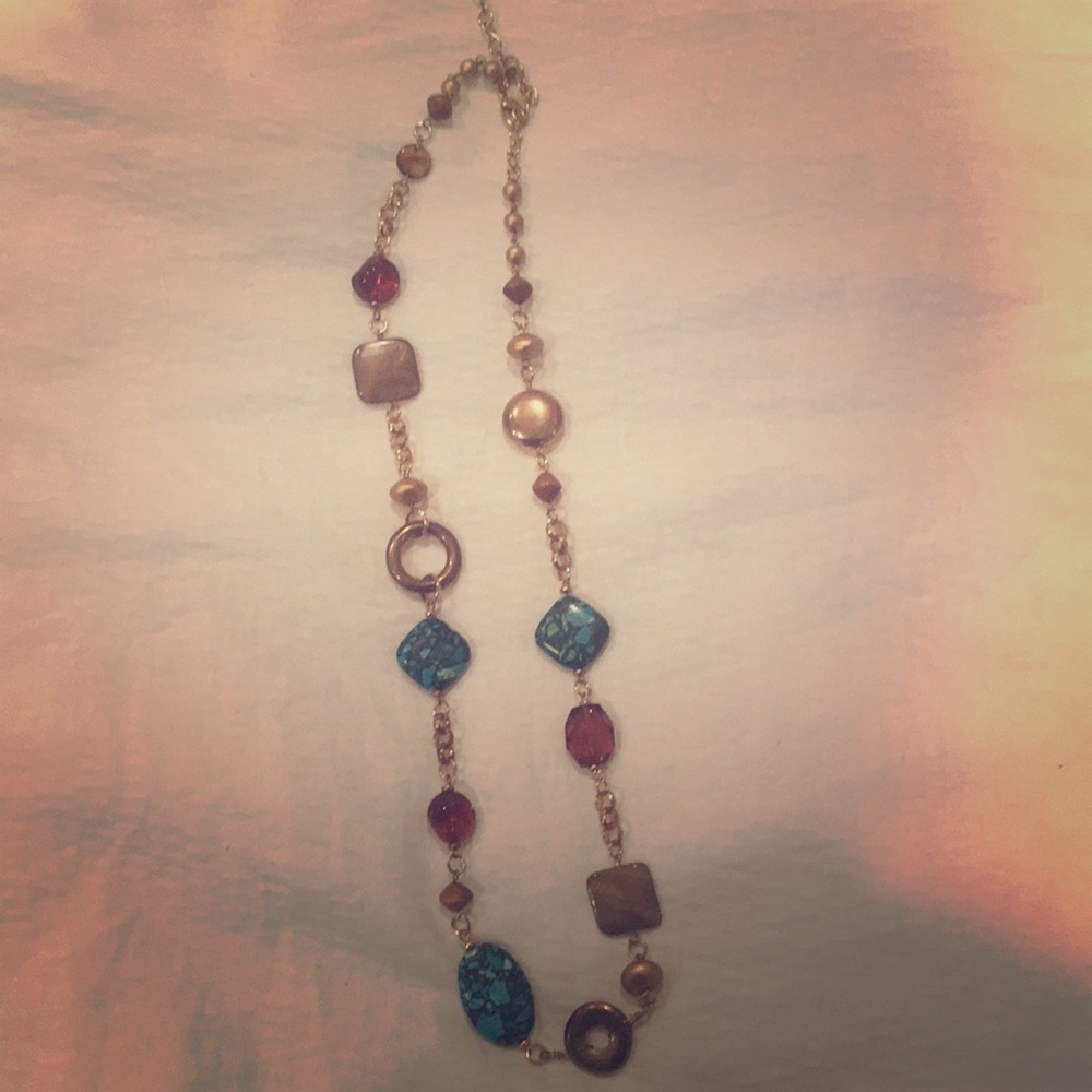 Gold and beaded necklace